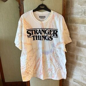 Stranger Things Tie-Dye Short Sleeve Tee - White in size XL